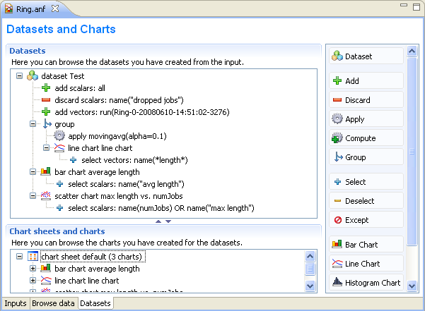 Defining datasets to be analyzed
