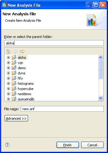 New Analysis File dialog