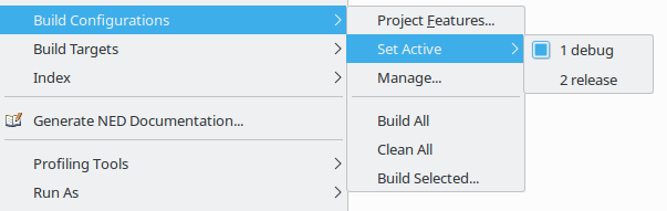 Activating a build configuration
