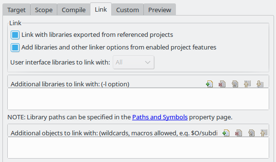 Linker options