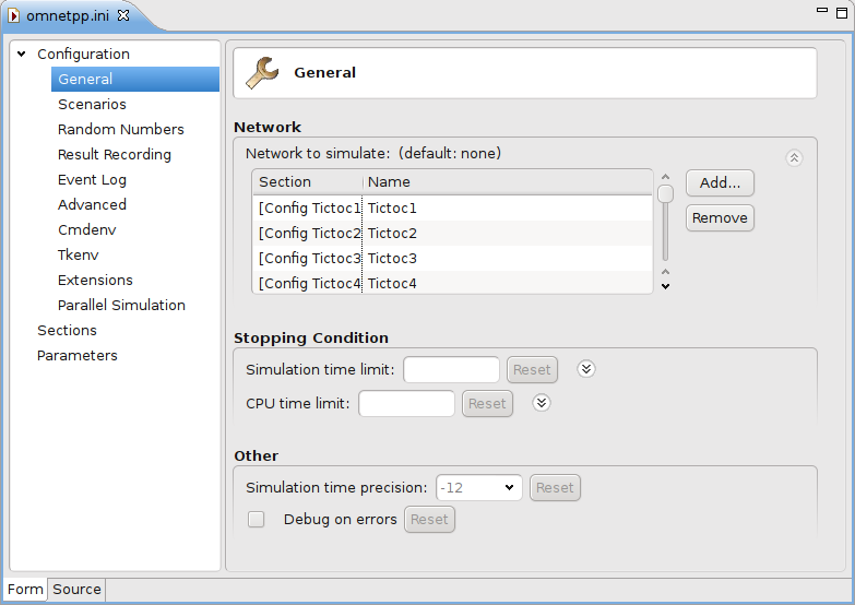Editing general configuration