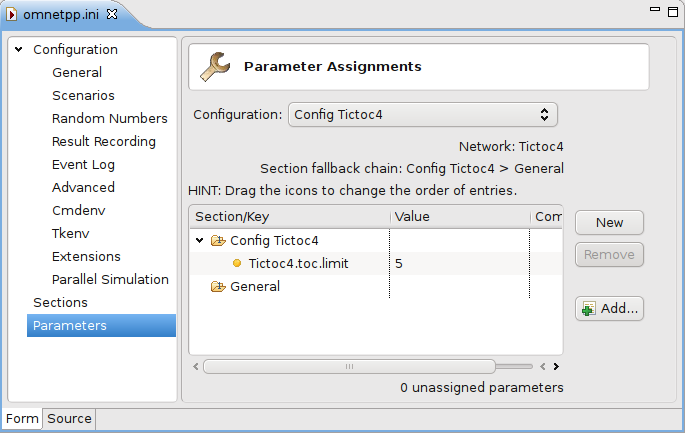 Editing module parameters