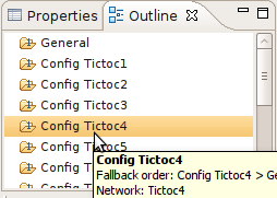 Outline View showing the content of an INI file