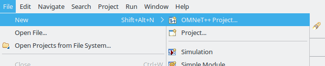 Creating an OMNeT⁠+⁠+ project
