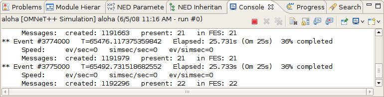 Displaying the output of a simulation process in Console View
