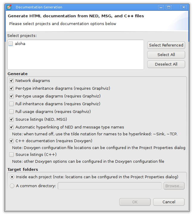 Configuring the NED documentation generator
