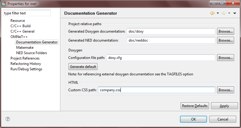 Configuring project-specific settings