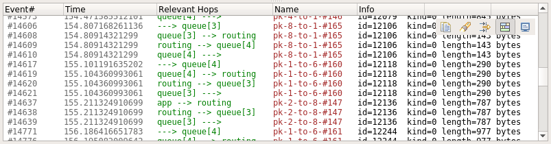 The log viewer showing message traffic