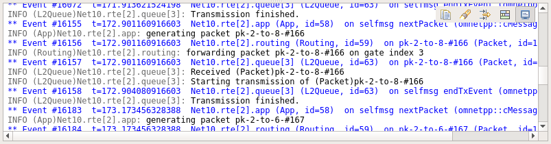 The log viewer showing module log