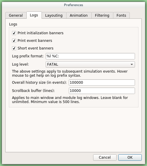 Logging settings