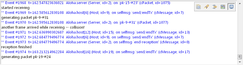 The log viewer showing module log