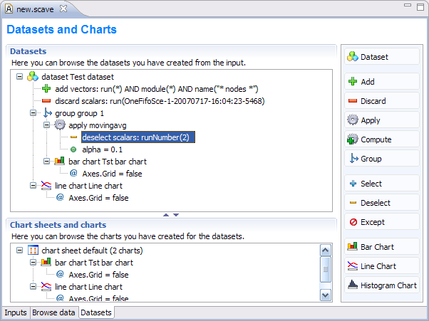 Defining datasets to be analyzed